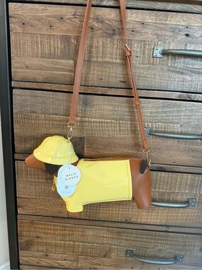 Melie Bianco Yellow Dachshund Crossbody Purse
